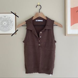 Zara Knit Tank with Collar